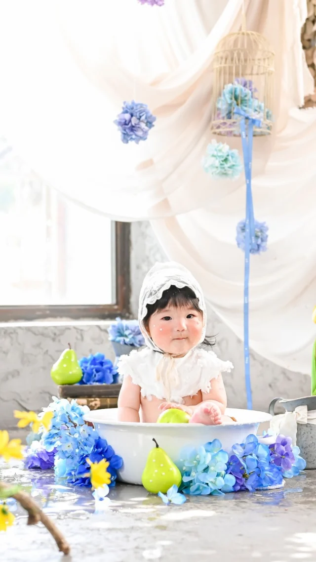 🍼ミンミ豊川店🍼
6月ぴったりの紫陽花🫧
📸大人気イベント「ミルクバス撮影会」開催のお知らせです！

💙予約START💜
5月24日（日曜日）
17時から

前回大好評の 【ミルクバス撮影会】が2日間限定開催！！
6/1（月）・6/2（火）／9:00-17:15（最終受付16:30）
対象：約3ヶ月ごろ〜2歳くらい👶
（ご心配な場合一度ご相談ください！）

🗓開催日 
6/1（月）・6/2（火）
⏰9:00〜17:15（最終受付16:30）

👶対象 
約3ヶ月頃〜2歳くらいまで 

⏱撮影時間 
約45分 

🍀プラン 
A：データプラン　11,000円 
（データ10カット・補正付き）

【オプション】
全データ　5,500円

B：フレームプラン  19,800円 
クリスタル（5×7）＋フルデータ付き🫧
☝️お得です‼️

📌ポイント 
・衣装レンタルなし（帽子やぬいぐるみ持ち込みOK） 
・撮影後に体を拭くタオルをご持参ください 
・基本はソロ撮影（難しい場合はパパママお手伝いOK） 
・データは公式LINEからお渡し

📩ご予約方法 
①WEBから予約 
②LINE登録 
③お名前と撮影日を送信 

当店から確認LINEが届いたら予約完了です✅ 

枠が埋まり次第終了となりますので、 
気になる方はぜひお早めにご予約ください😊

紫陽花の思い出を一緒に残しましょう🫧